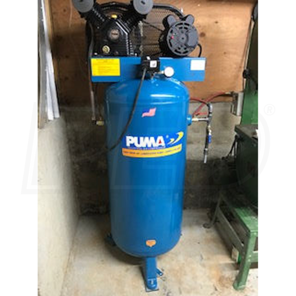 Puma 3 HP 60 Gallon Belt Drive Single Stage Air Compressor 208 230V